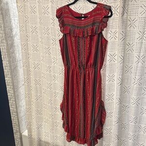 LOFT Red and Black Striped Dress